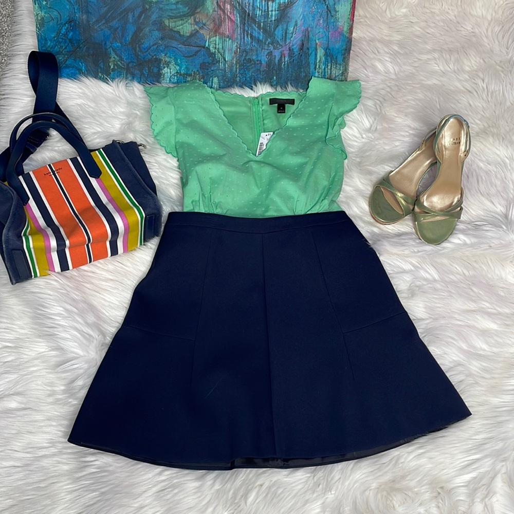 {J CREW} Fluted Navy Skirt 🥂